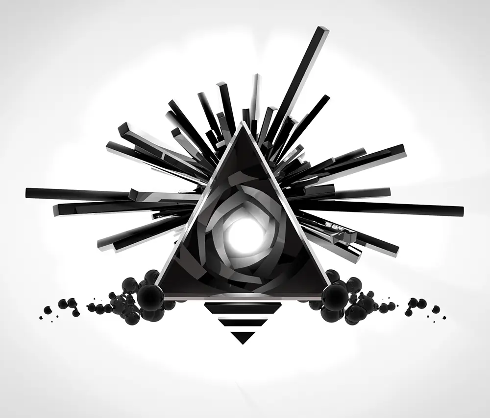 Black and White pyramid shape with a portal inside of it